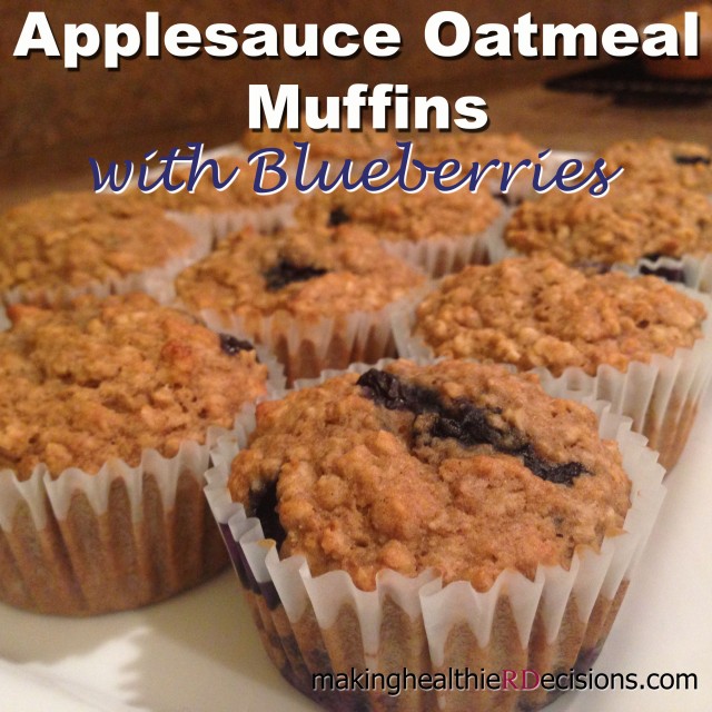 Applesauce Oatmeal Muffins with Blueberries